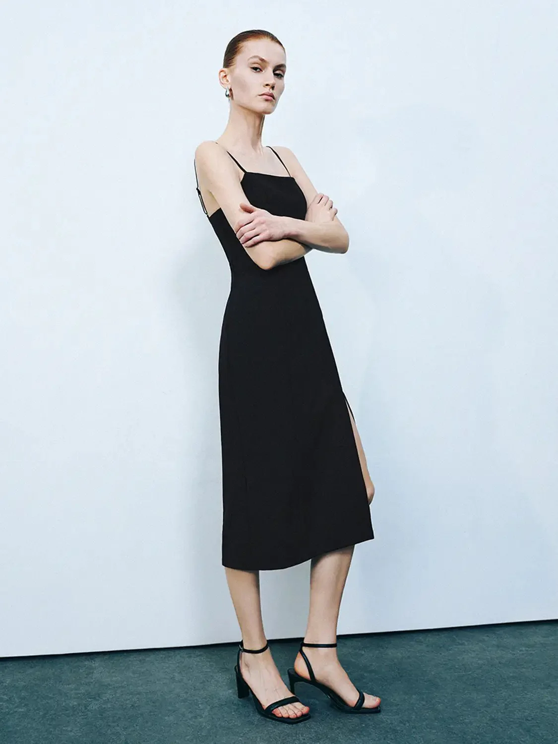 24189-black-spaghetti-strap-midi-sleek-stretch-slit-dress-4.webp Black Spaghetti Strap Midi Sleek Stretch Slit Dress