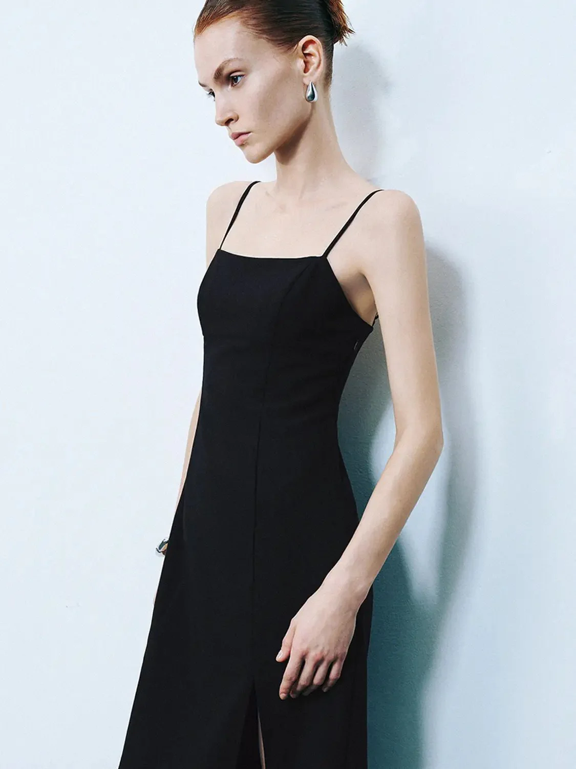 24189-black-spaghetti-strap-midi-sleek-stretch-slit-dress-5.webp Black Spaghetti Strap Midi Sleek Stretch Slit Dress
