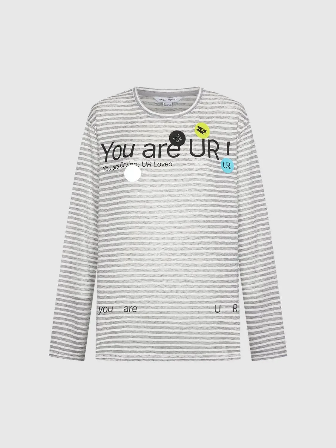 Printed Contrast Striped Viscose Blend Long Sleeve T Shirts