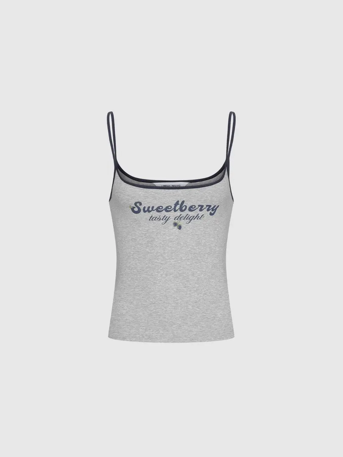 Heather Gray Printed Strappy Cotton Blend Tank Tops