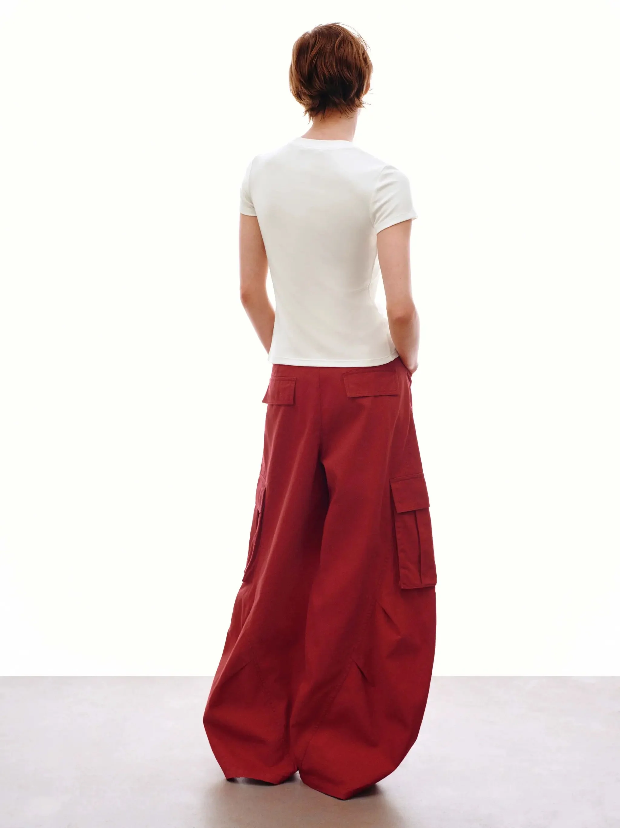 Flap Pocket Cargo Pants With Barrel Leg And Slight Stretch