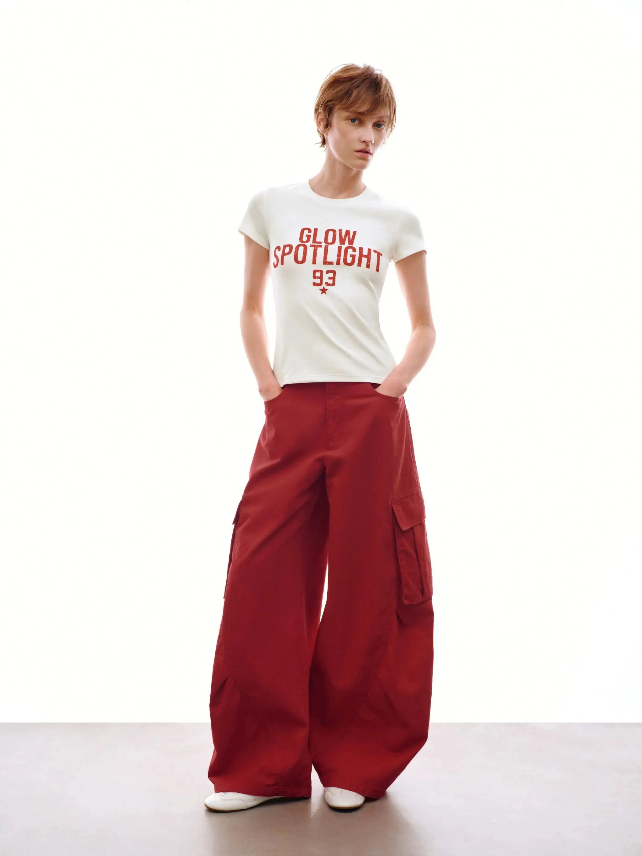 Flap Pocket Cargo Pants With Barrel Leg And Slight Stretch