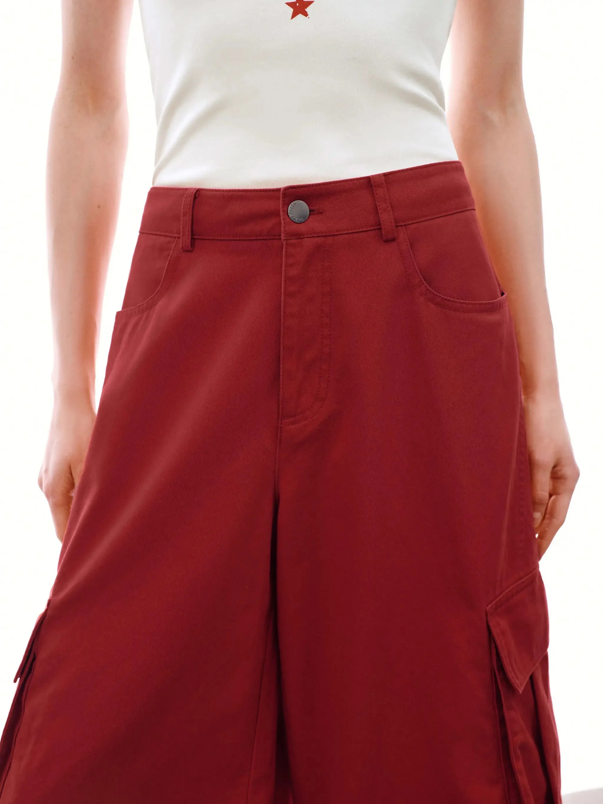 Flap Pocket Cargo Pants With Barrel Leg And Slight Stretch