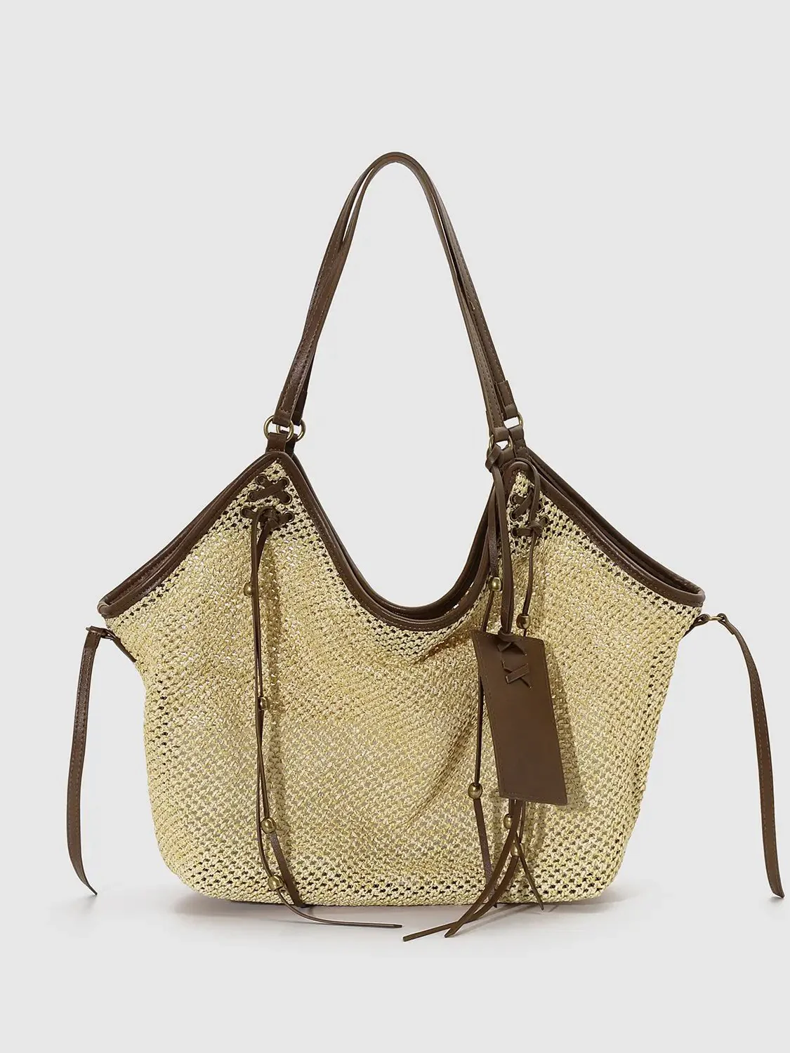 Minimal Contrast Woven Oversize Shoulder Bags