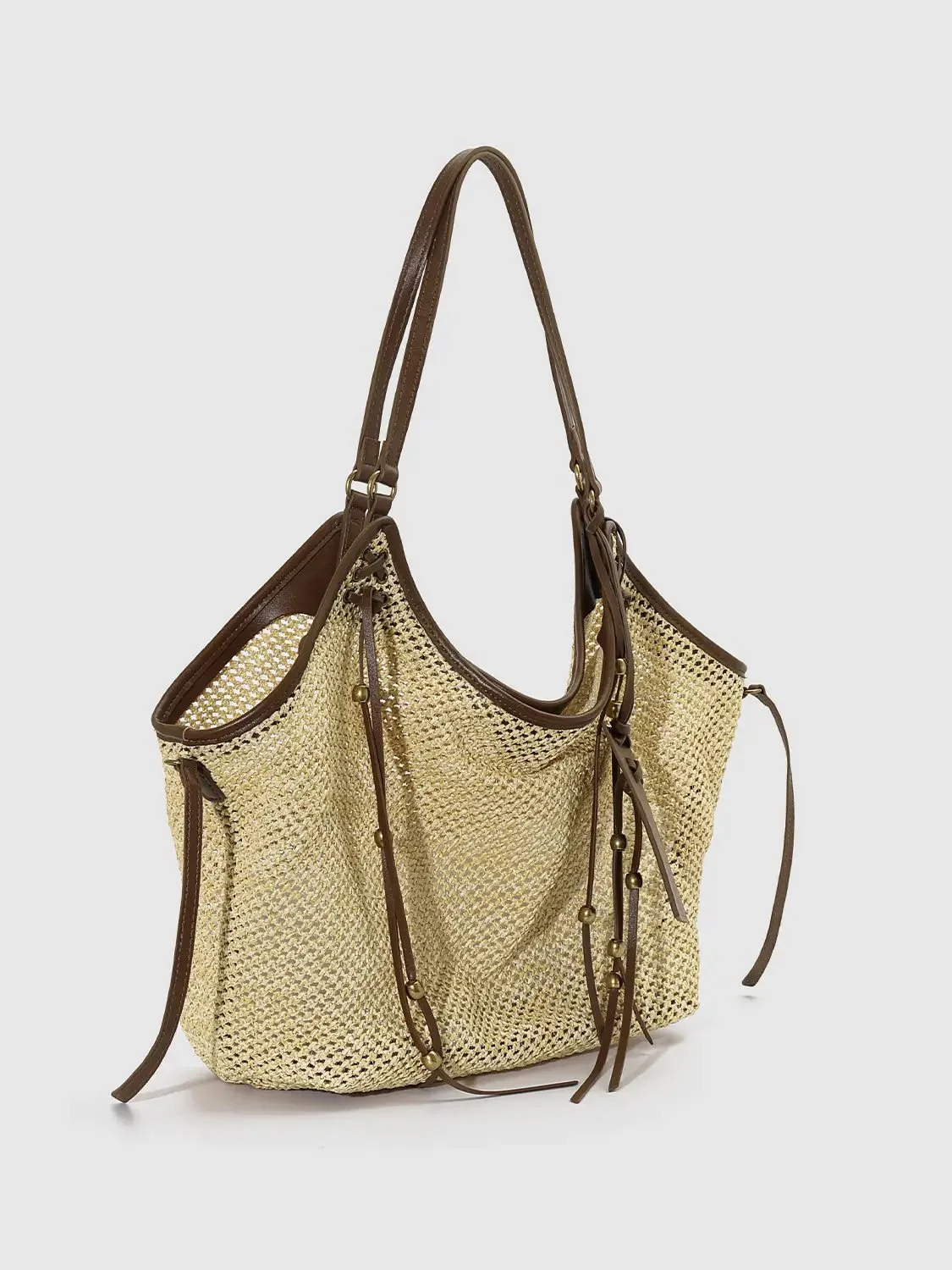 Minimal Contrast Woven Oversize Shoulder Bags