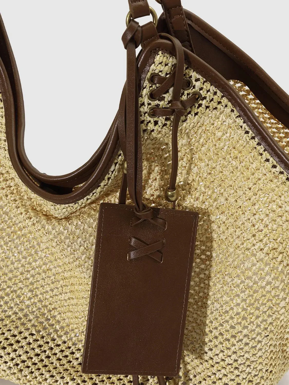 Minimal Contrast Woven Oversize Shoulder Bags