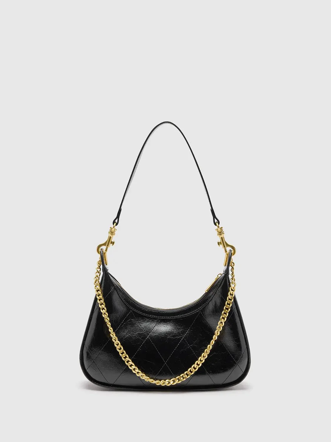 Faux Leather Chain Detail Shoulder Bags