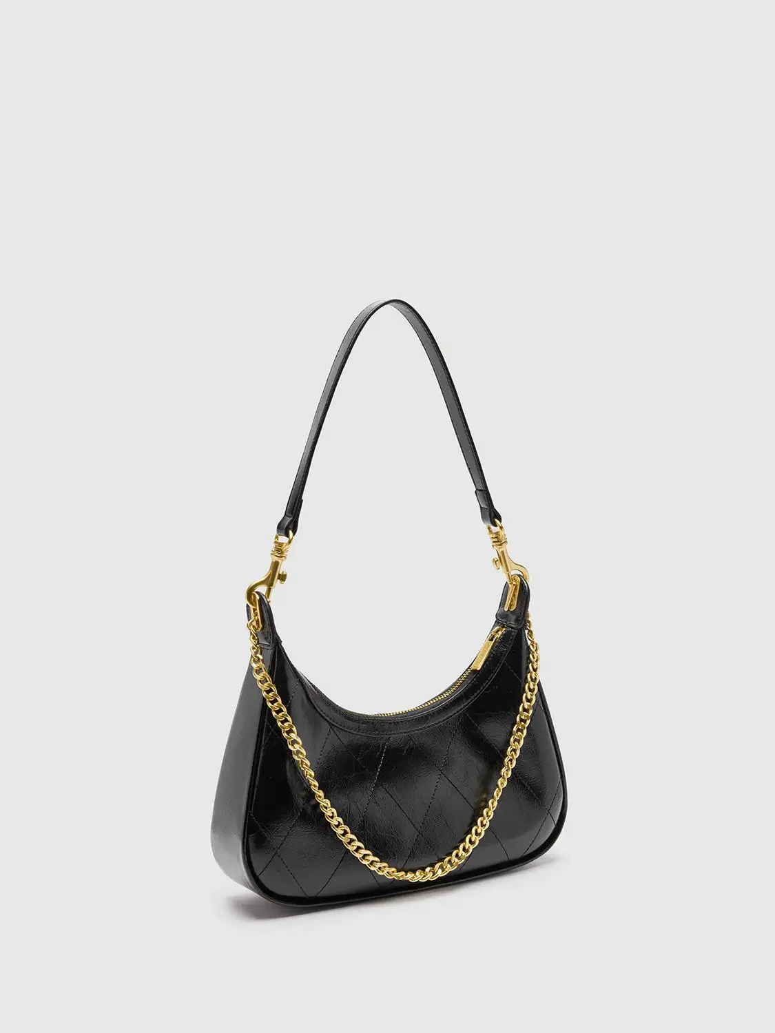 Faux Leather Chain Detail Shoulder Bags