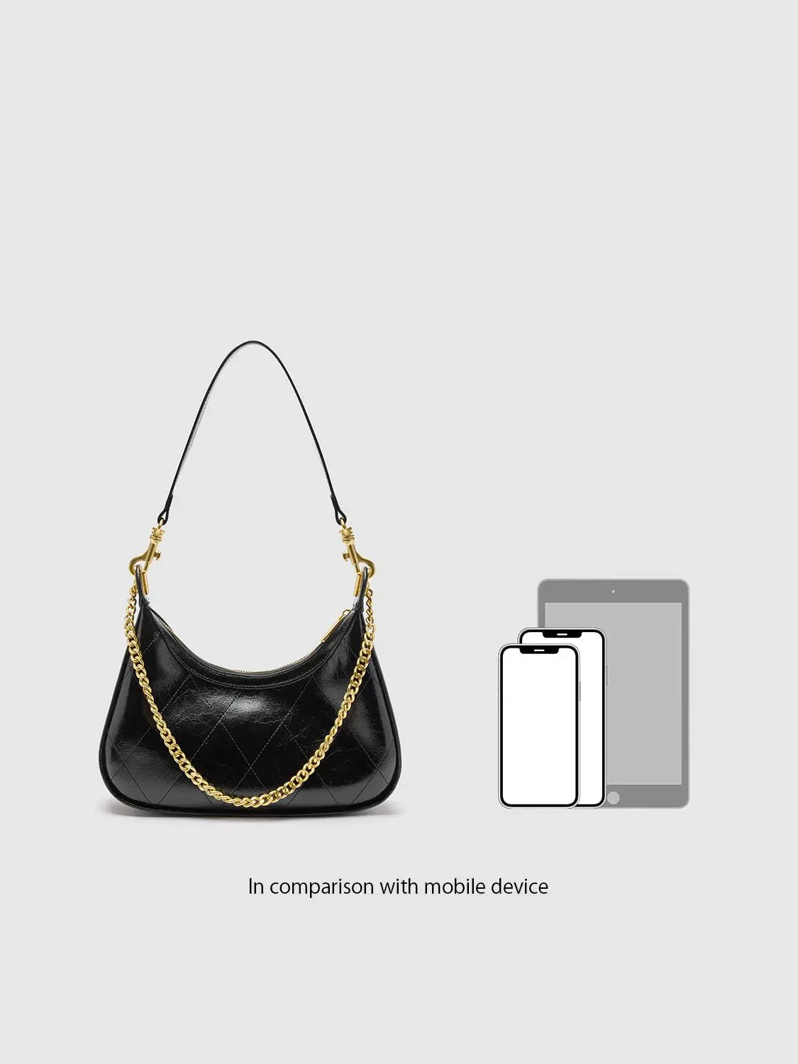Faux Leather Chain Detail Shoulder Bags