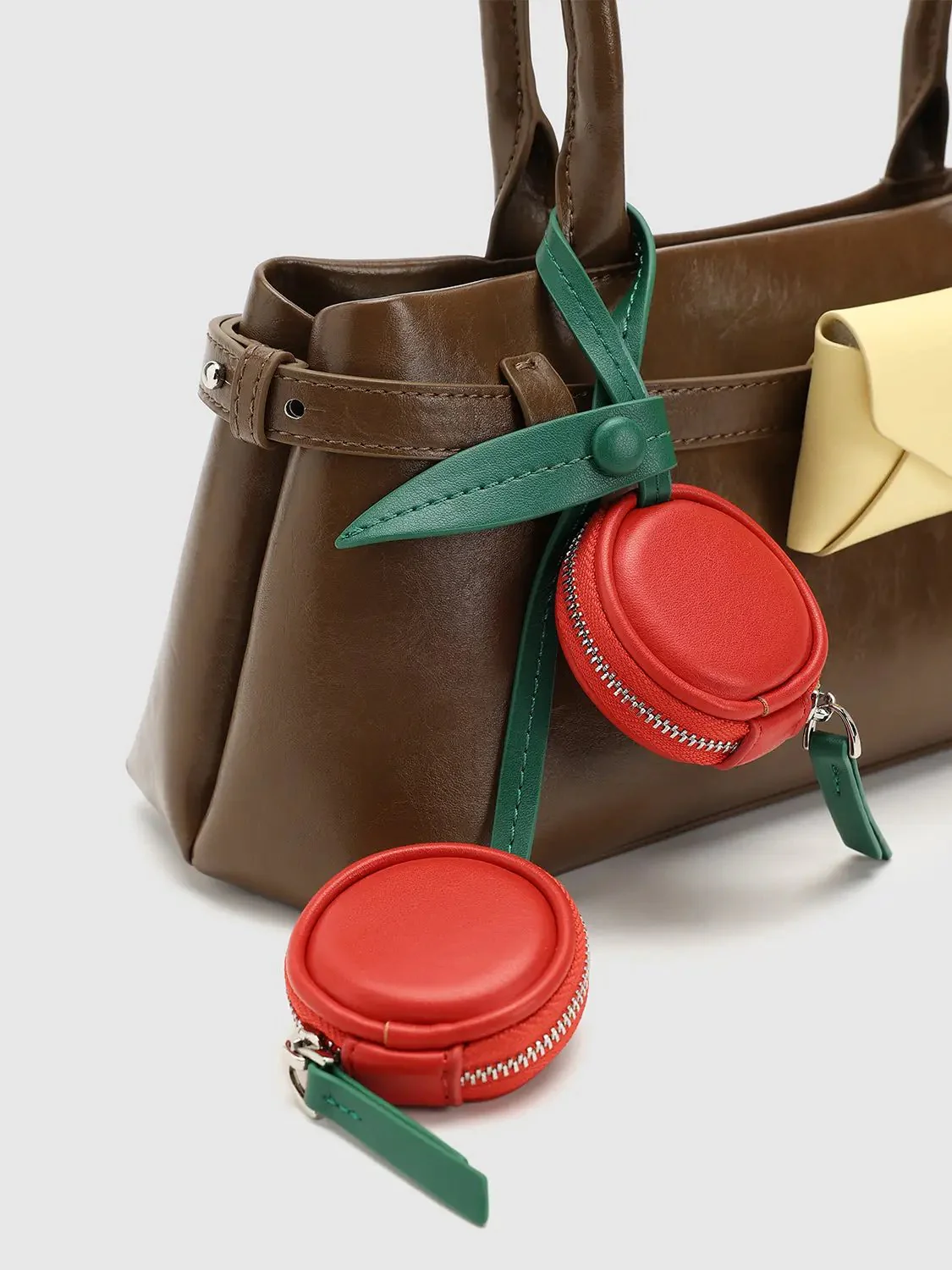 Charm Detail Handle Shoulder Bowling Bags