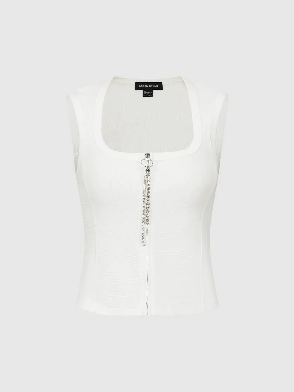 Square Neck Zip Detail Sleeveless Shirts