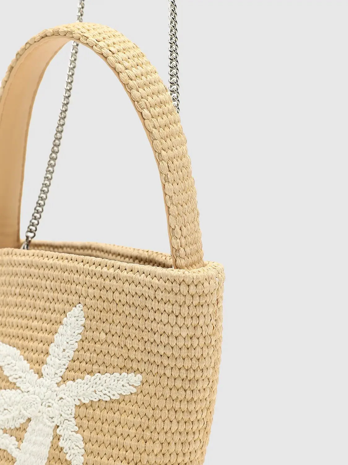Embroidered Handle Shoulder Weave Bags