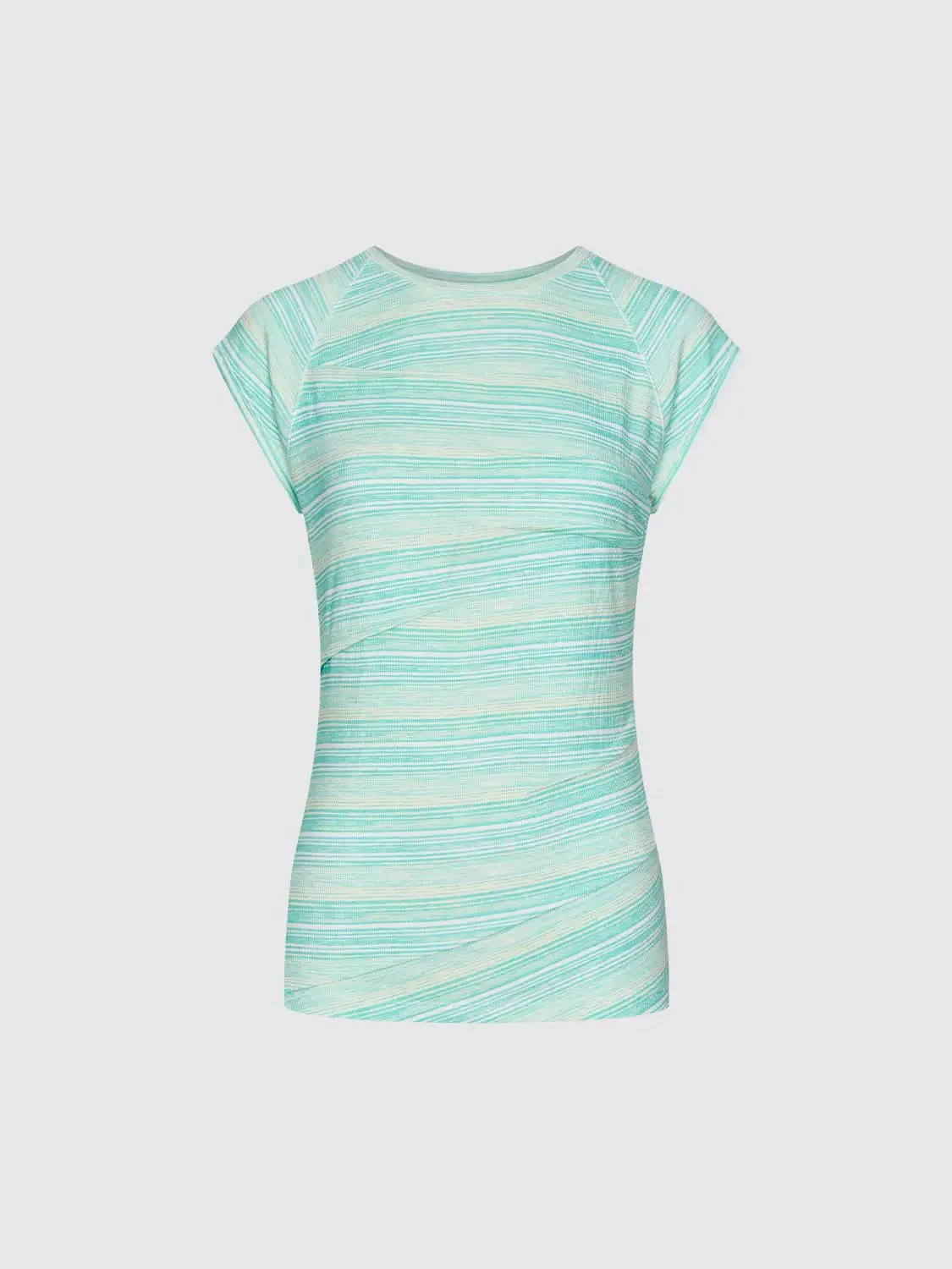 Capped Sleeve Contrast Striped Viscose Blend T-Shirts