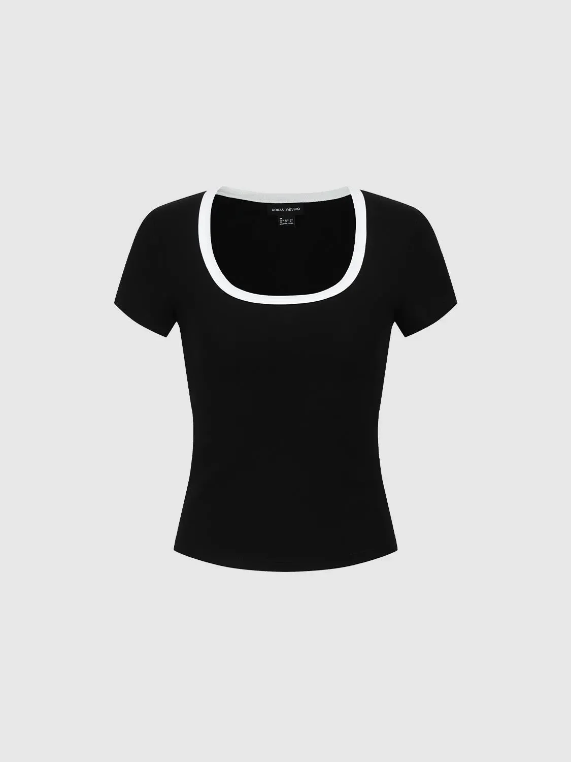 Scoop Neck Cotton Lyocell Contrast Trim Tee
