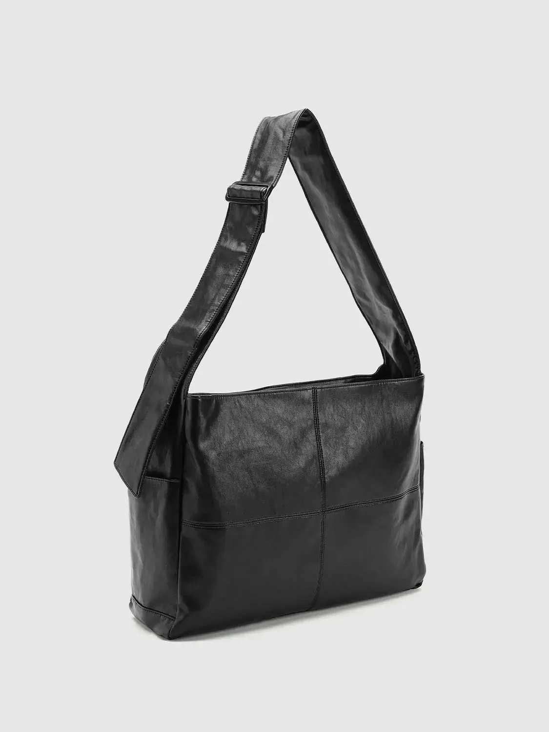 Faux Leather Seamed Square Crossbody Bags