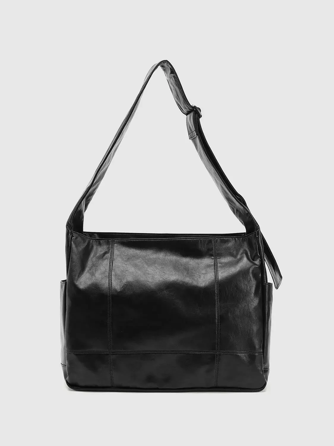 Faux Leather Seamed Square Crossbody Bags