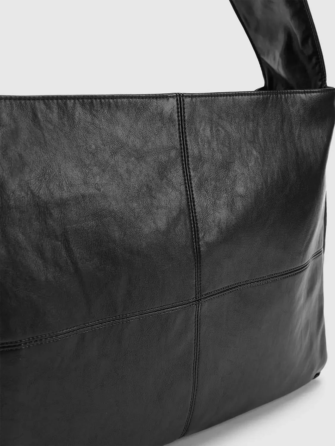 Faux Leather Seamed Square Crossbody Bags
