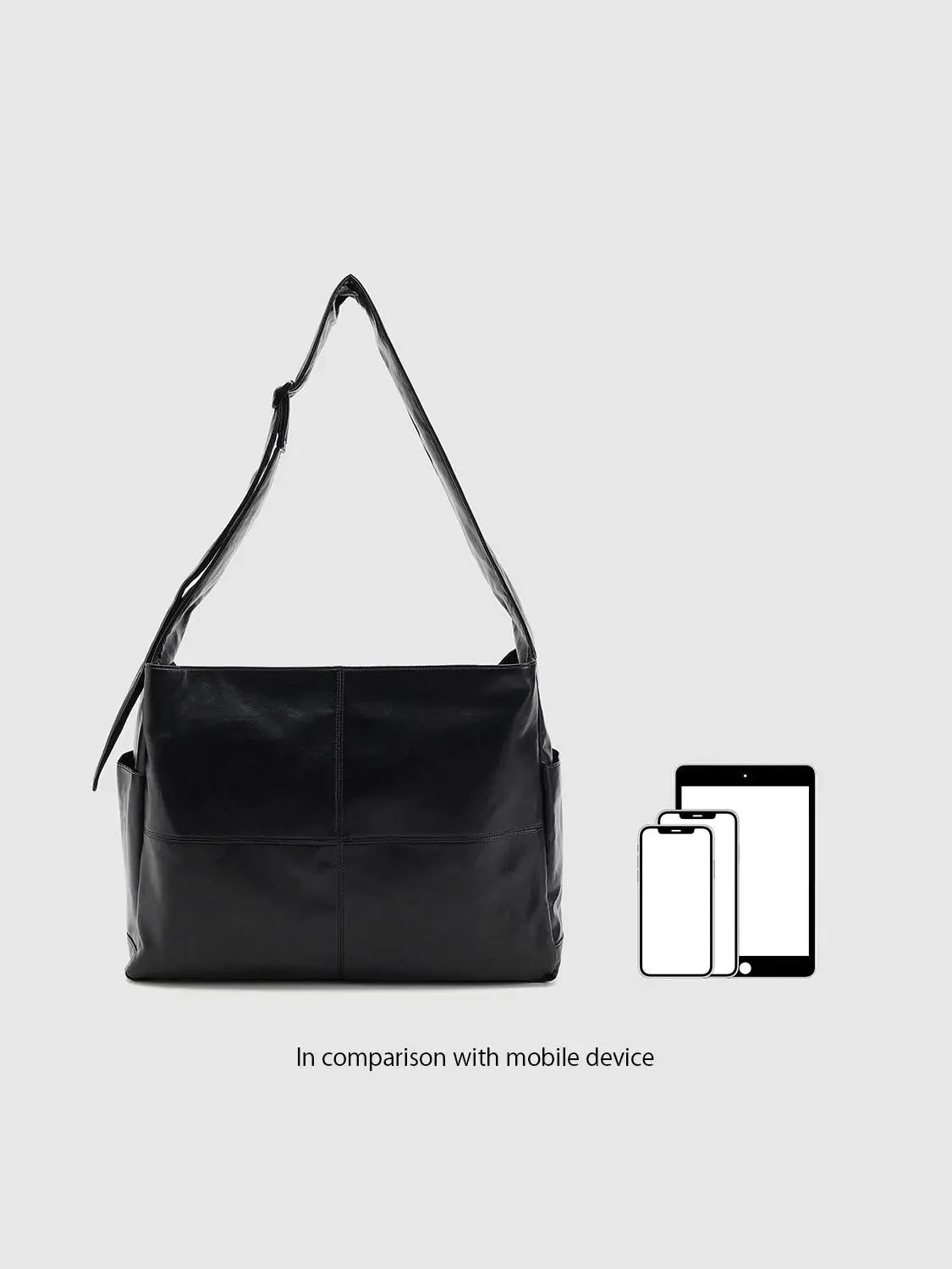 Faux Leather Seamed Square Crossbody Bags