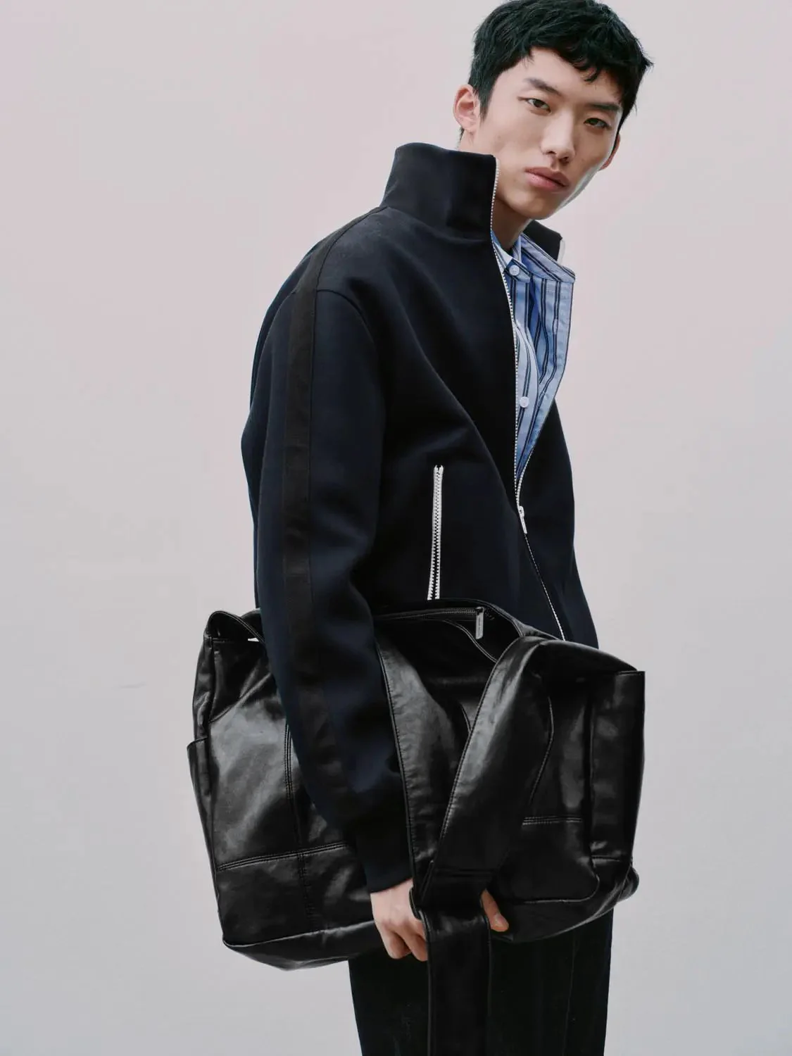 Faux Leather Seamed Square Crossbody Bags