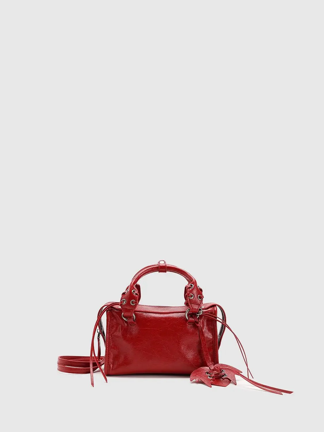 Faux Leather String Detail Handle Shoulder Bags