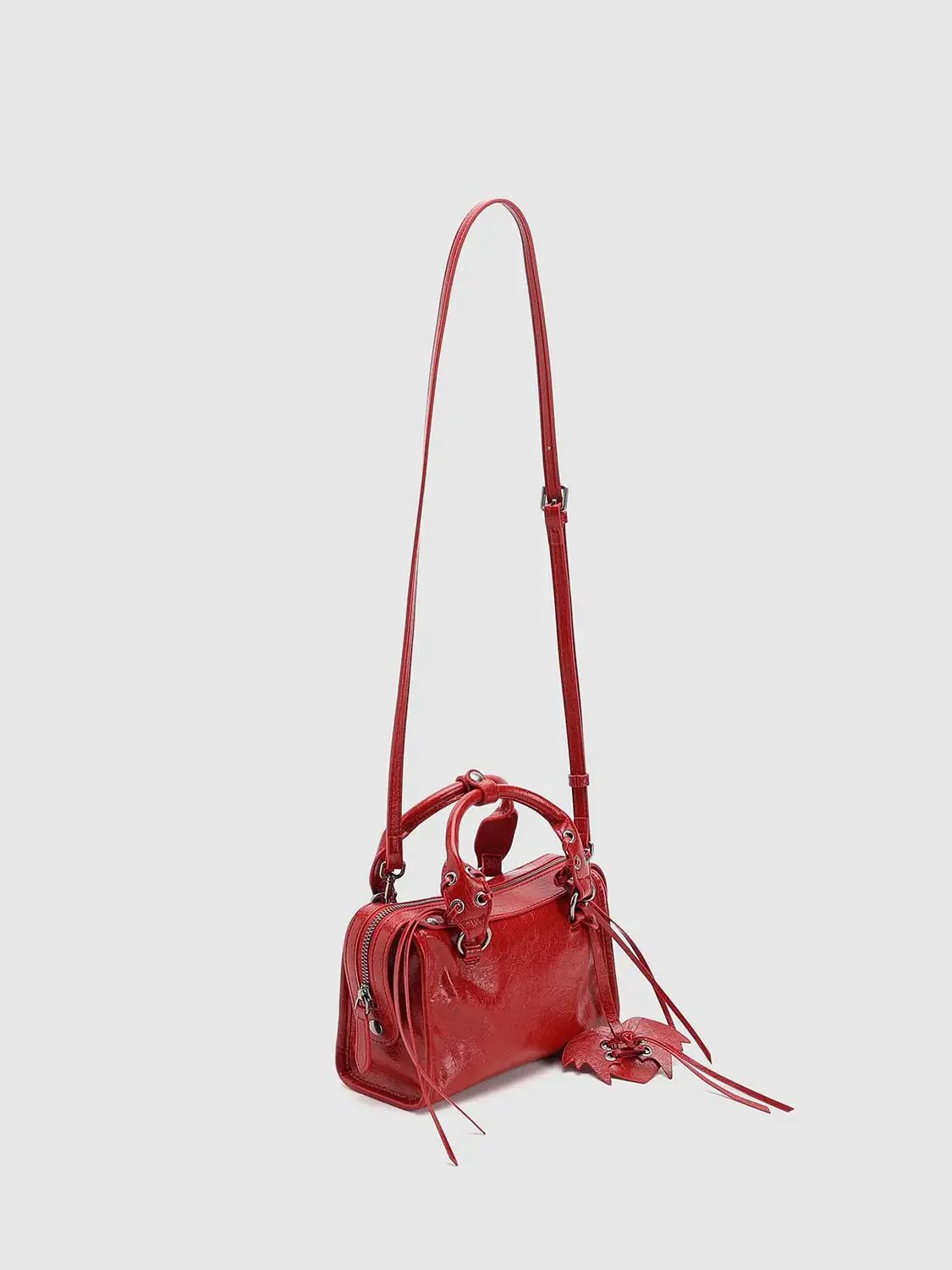 Faux Leather String Detail Handle Shoulder Bags