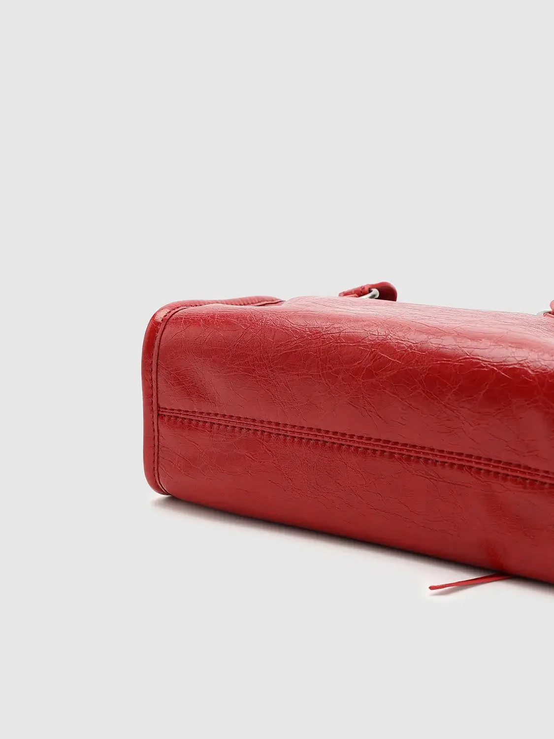 Faux Leather String Detail Handle Shoulder Bags