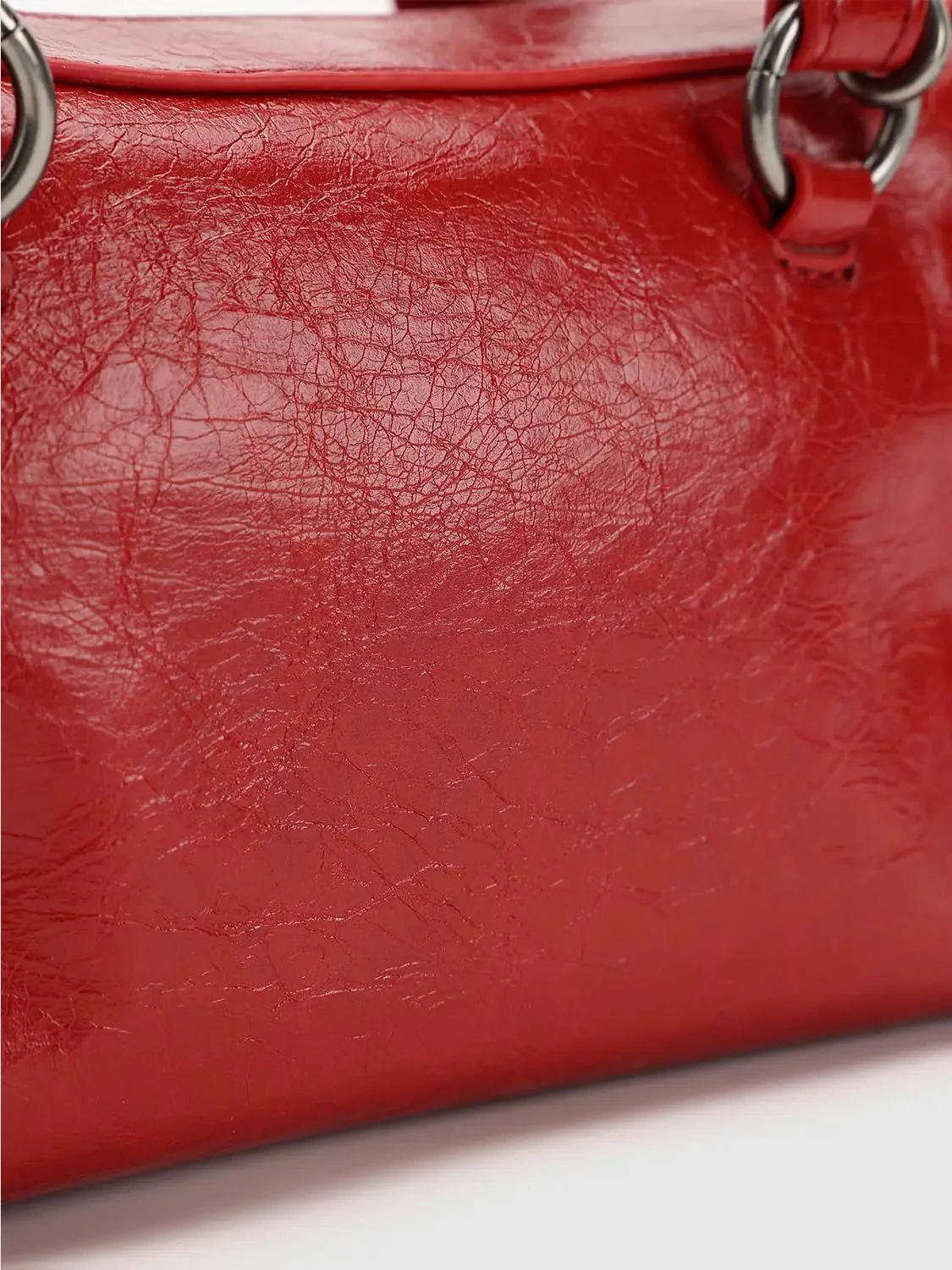 Faux Leather String Detail Handle Shoulder Bags