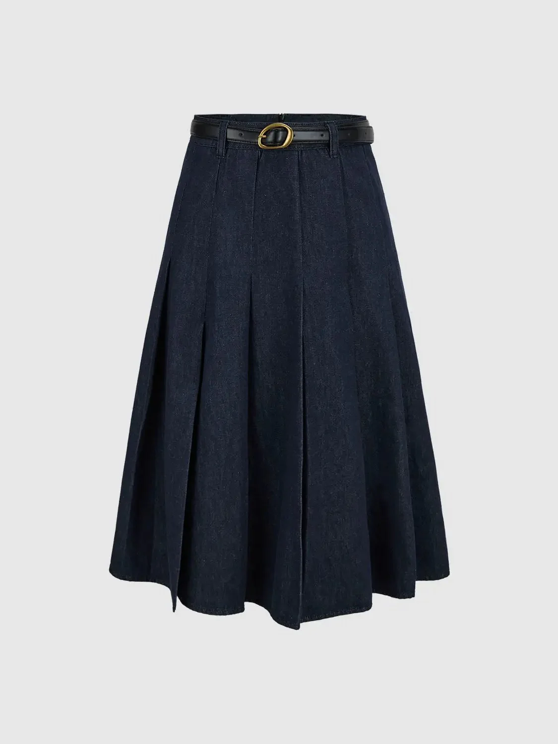 2504-elegant-cotton-denim-maxi-pleated-belted-skirt-2.webp Elegant Cotton Denim Maxi Pleated Belted Skirt