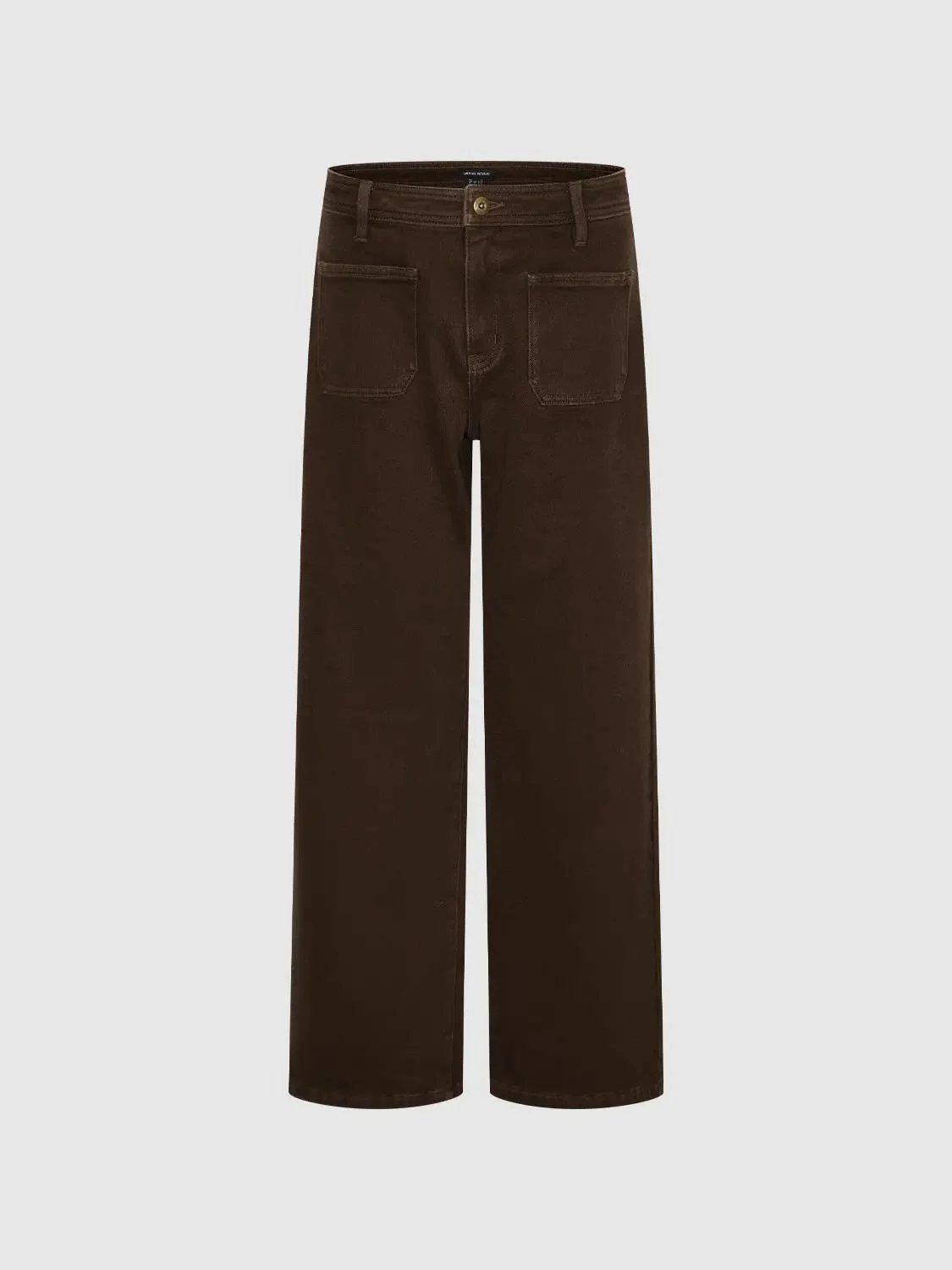 Patch Pocket Wide Leg Jeans