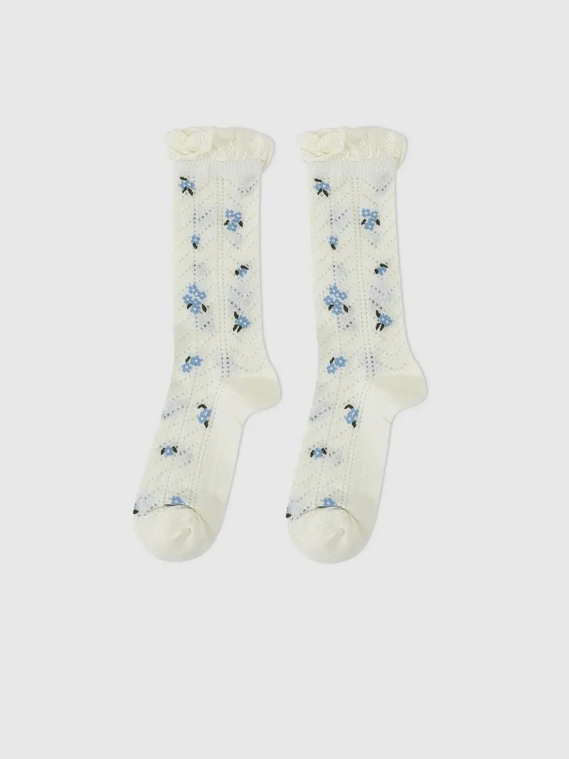 Frill Detail Intarsia Knitted Socks