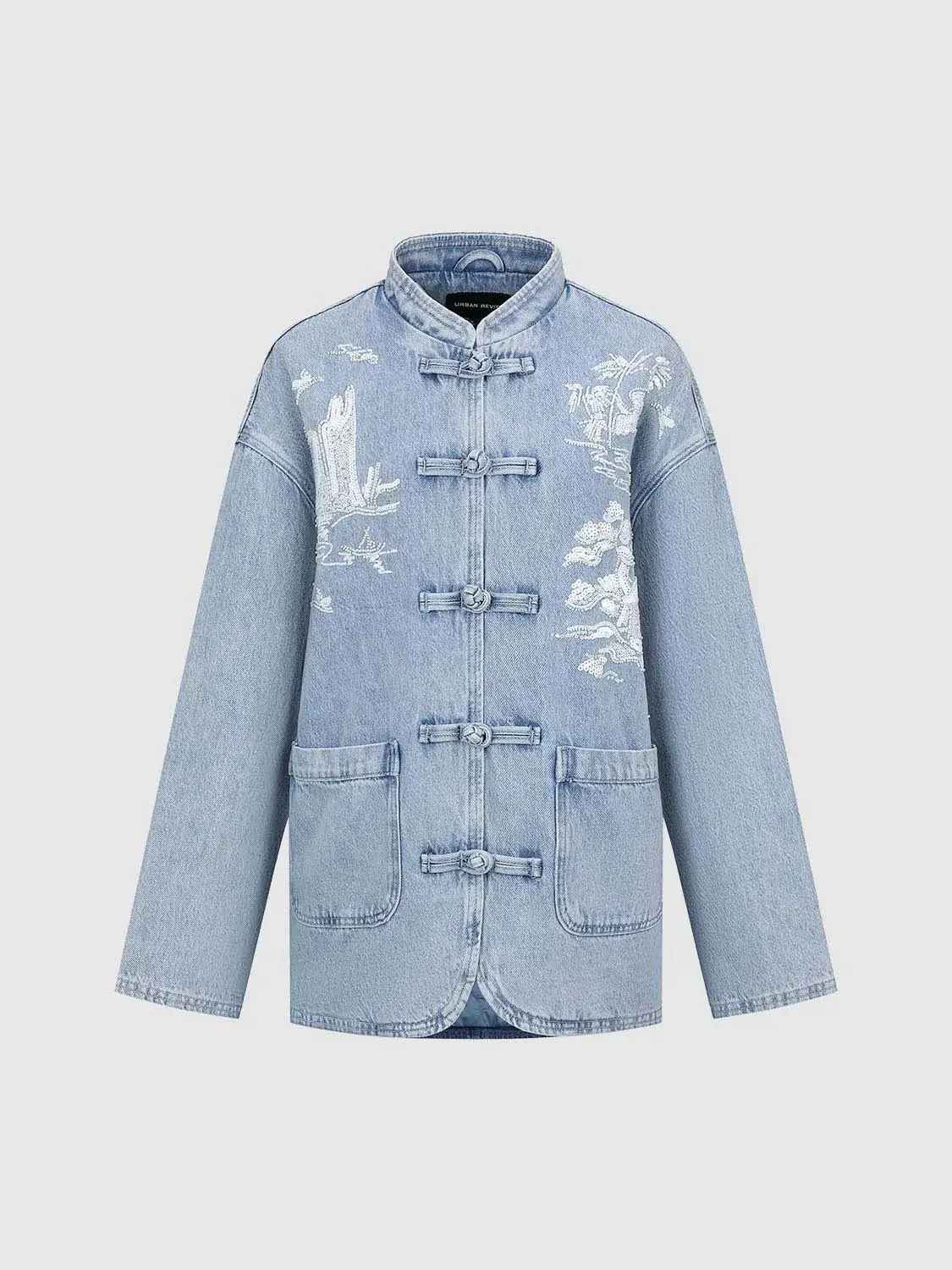 Chinese Frog Button Denim Jackets