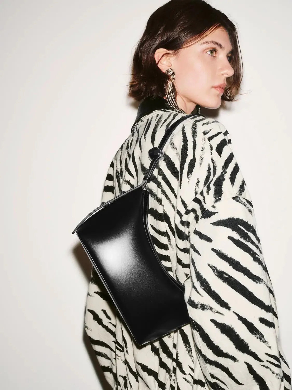 Zebra Print Cotton Denim Oversized Bomber Jackets