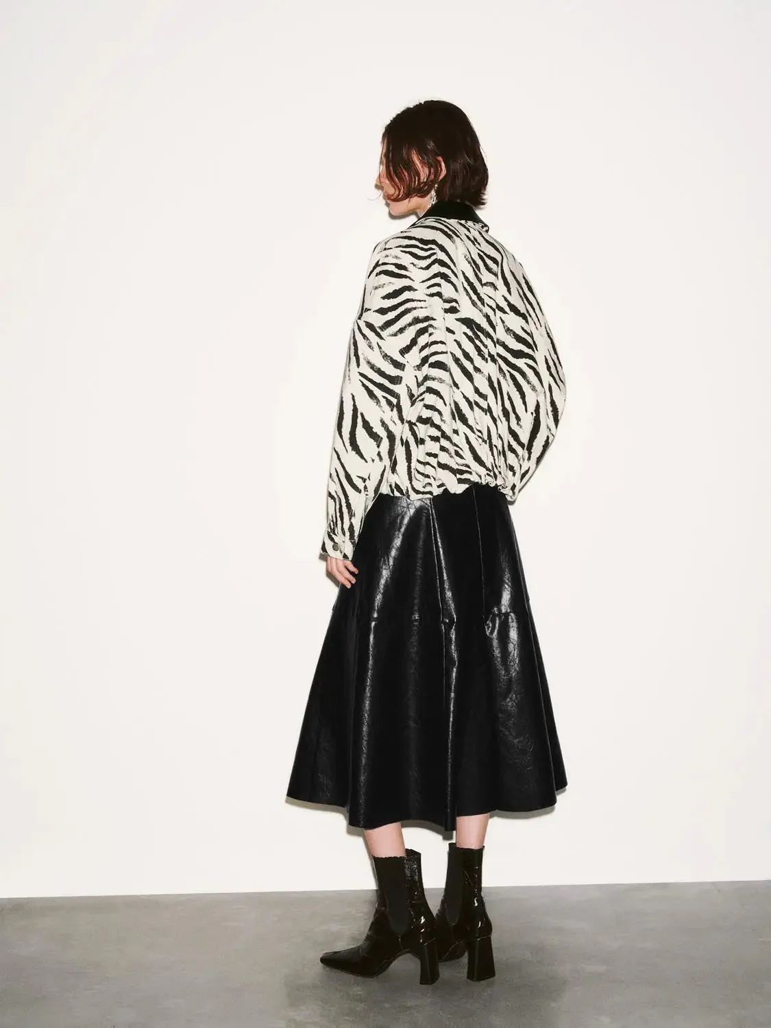 Zebra Print Cotton Denim Oversized Bomber Jackets