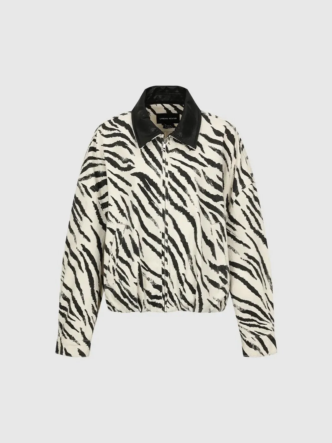 Zebra Print Cotton Denim Oversized Bomber Jackets