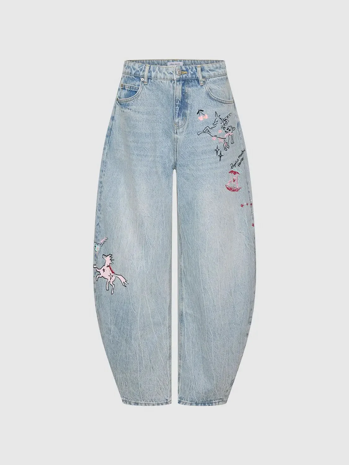 Printed Barrel Jeans