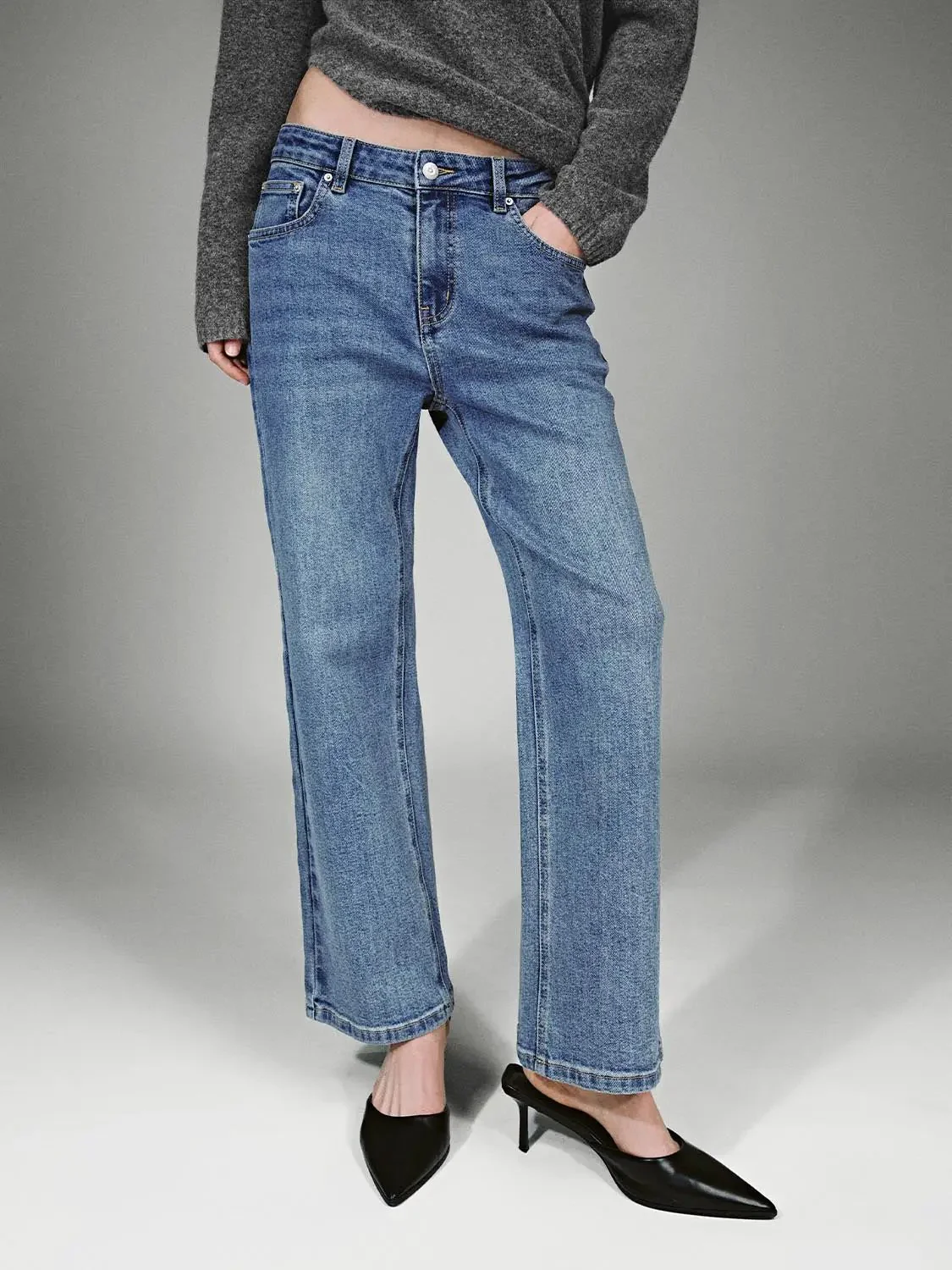2740-cotton-denim-washed-cropped-straight-leg-jeans-1.webp Cotton Denim Washed Cropped Straight Leg Jeans
