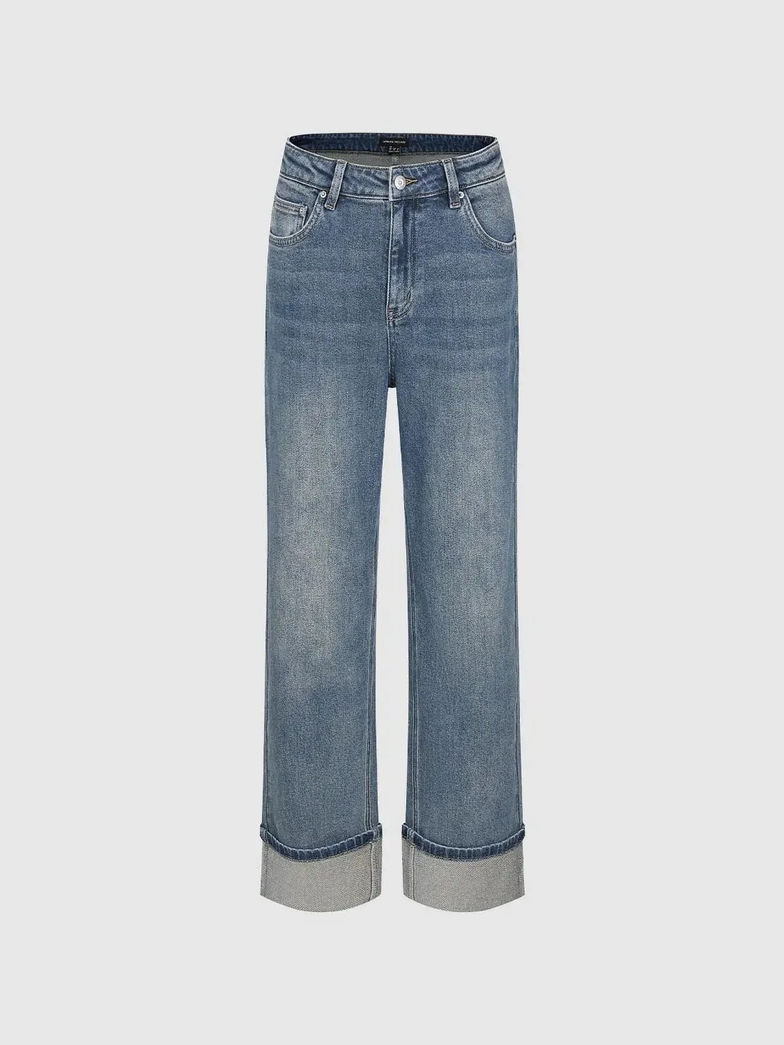 Cuffed Straight Leg Jeans