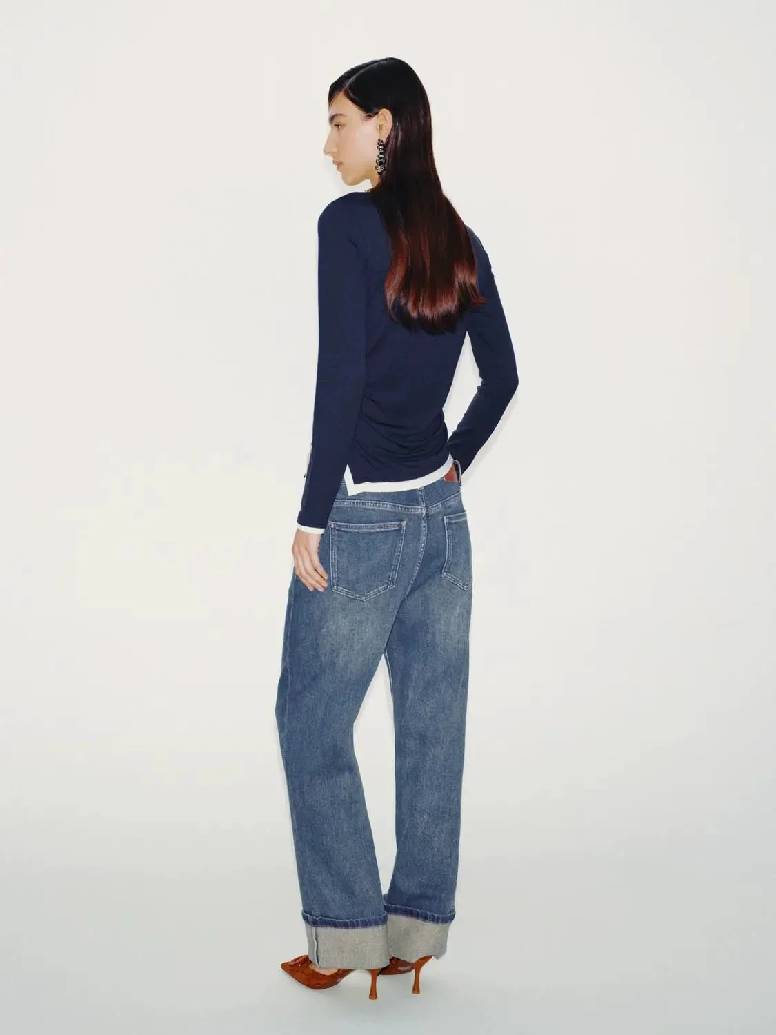 Cuffed Straight Leg Jeans