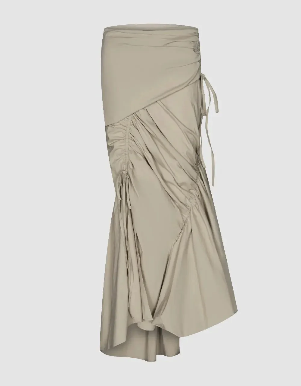 277-cotton-blend-ruffle-midi-fishtail-ruched-skirt-2.webp Cotton Blend Ruffle Midi Fishtail Ruched Skirt