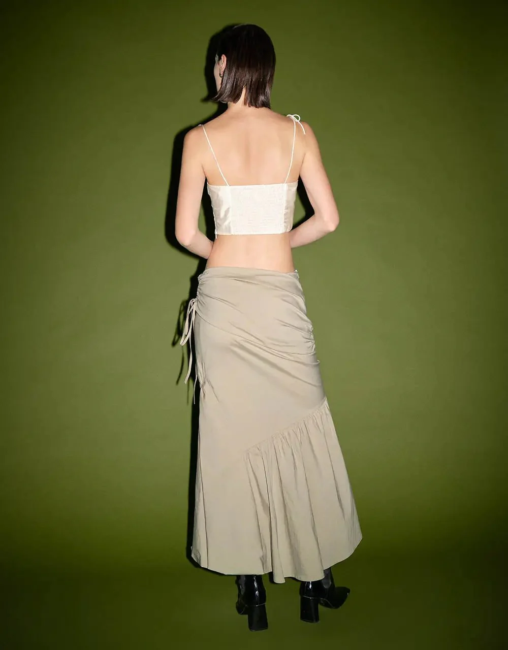 277-cotton-blend-ruffle-midi-fishtail-ruched-skirt-4.webp Cotton Blend Ruffle Midi Fishtail Ruched Skirt