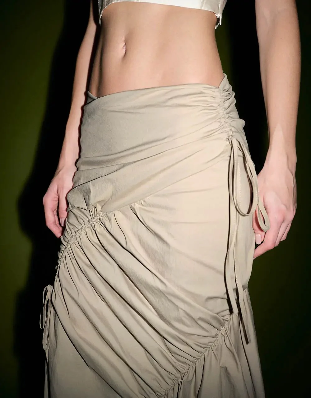277-cotton-blend-ruffle-midi-fishtail-ruched-skirt-5.webp Cotton Blend Ruffle Midi Fishtail Ruched Skirt