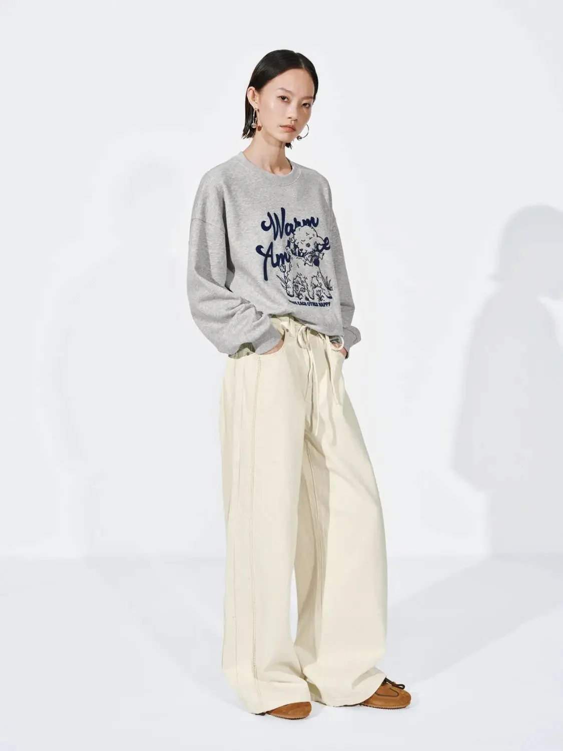 Drawstring Wide Leg Jeans