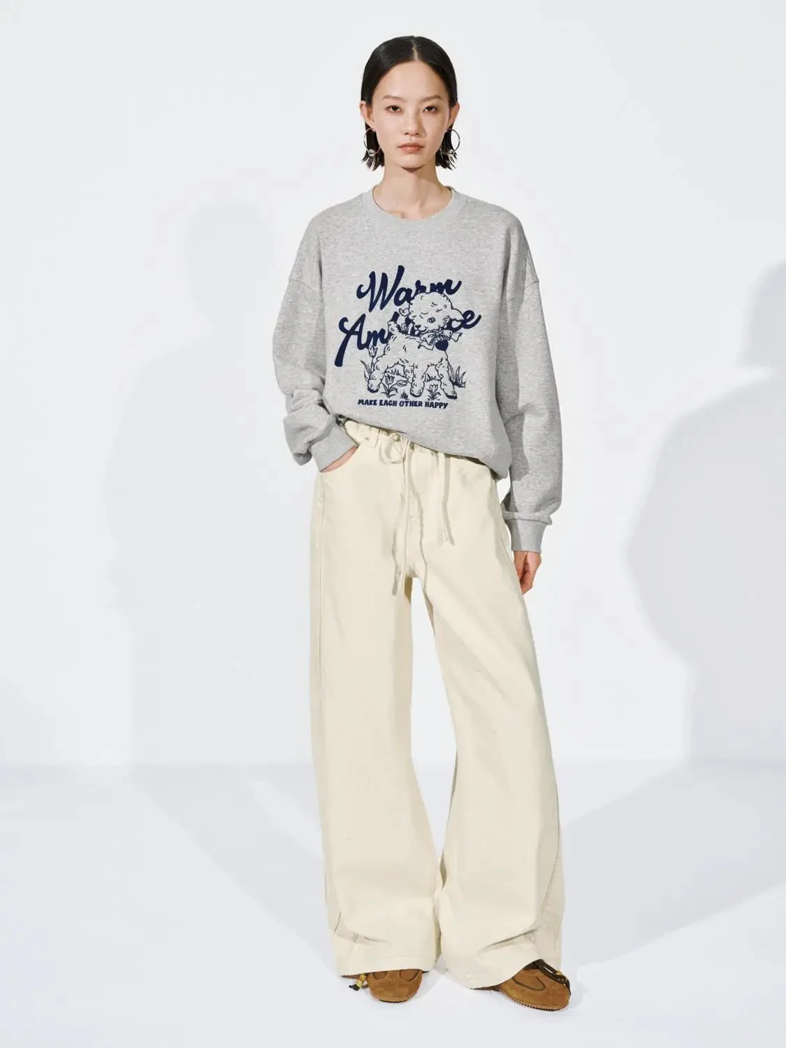 Drawstring Wide Leg Jeans