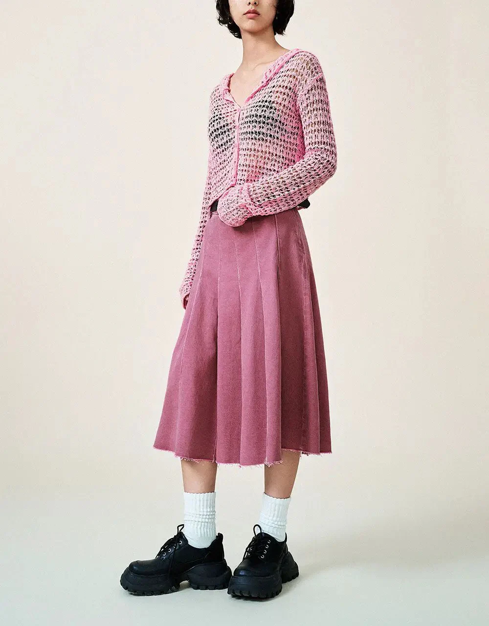 285-soft-cotton-pleated-midi-a-line-vintage-skirt-4.webp Soft Cotton Pleated Midi A Line Vintage Skirt