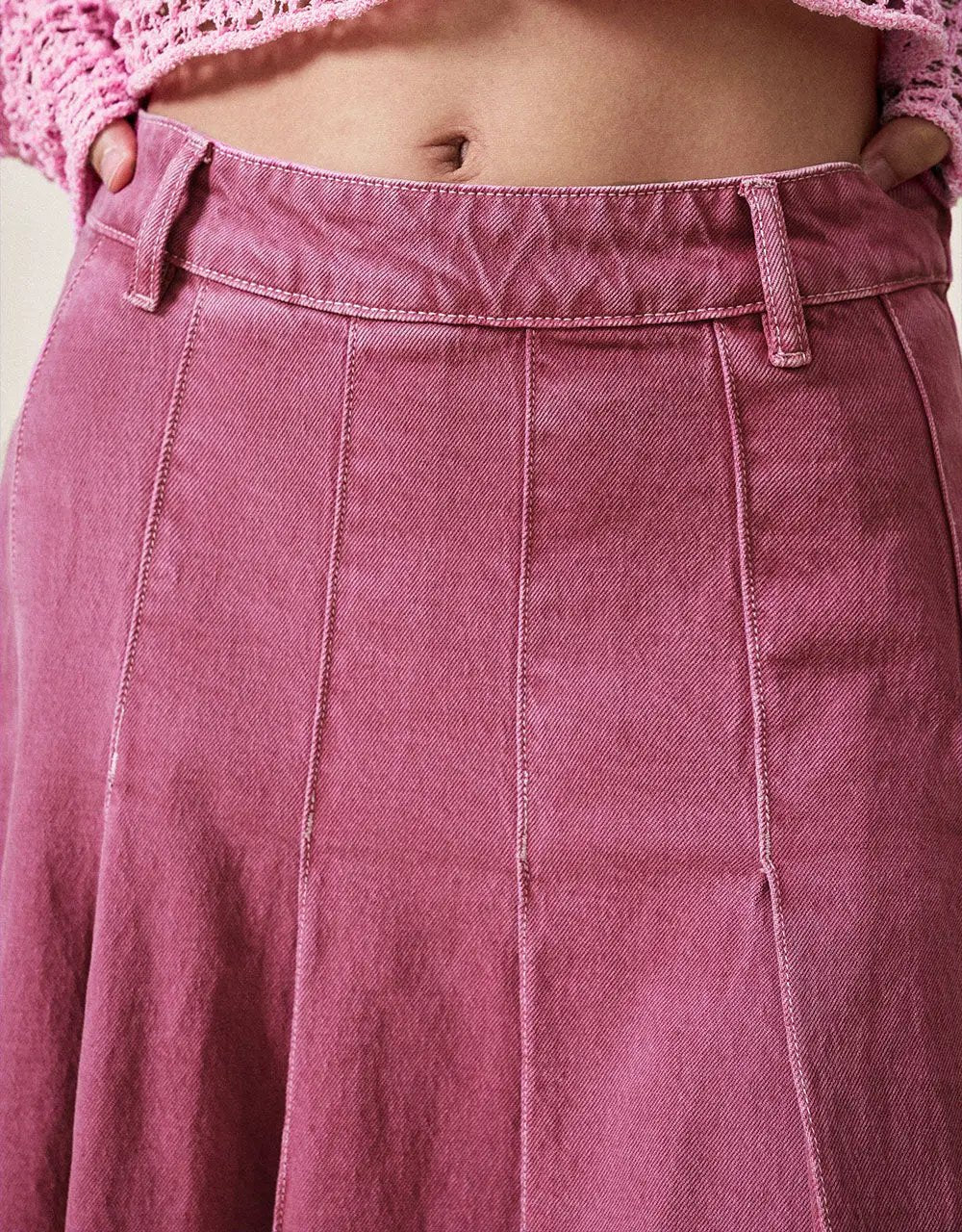 285-soft-cotton-pleated-midi-a-line-vintage-skirt-5.jpg Soft Cotton Pleated Midi A Line Vintage Skirt