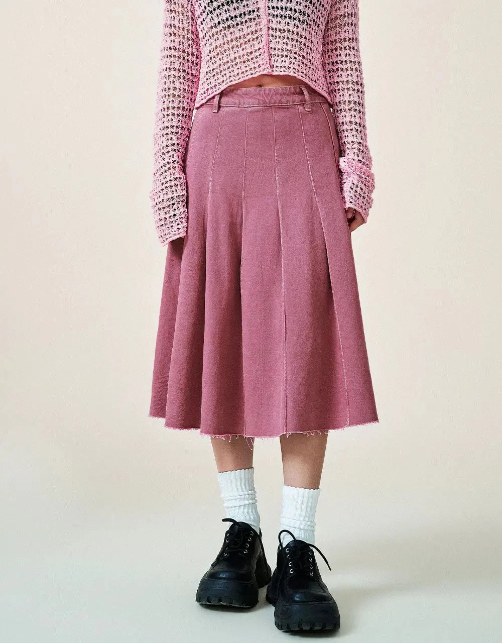 285-soft-cotton-pleated-midi-a-line-vintage-skirt-9.webp Soft Cotton Pleated Midi A Line Vintage Skirt