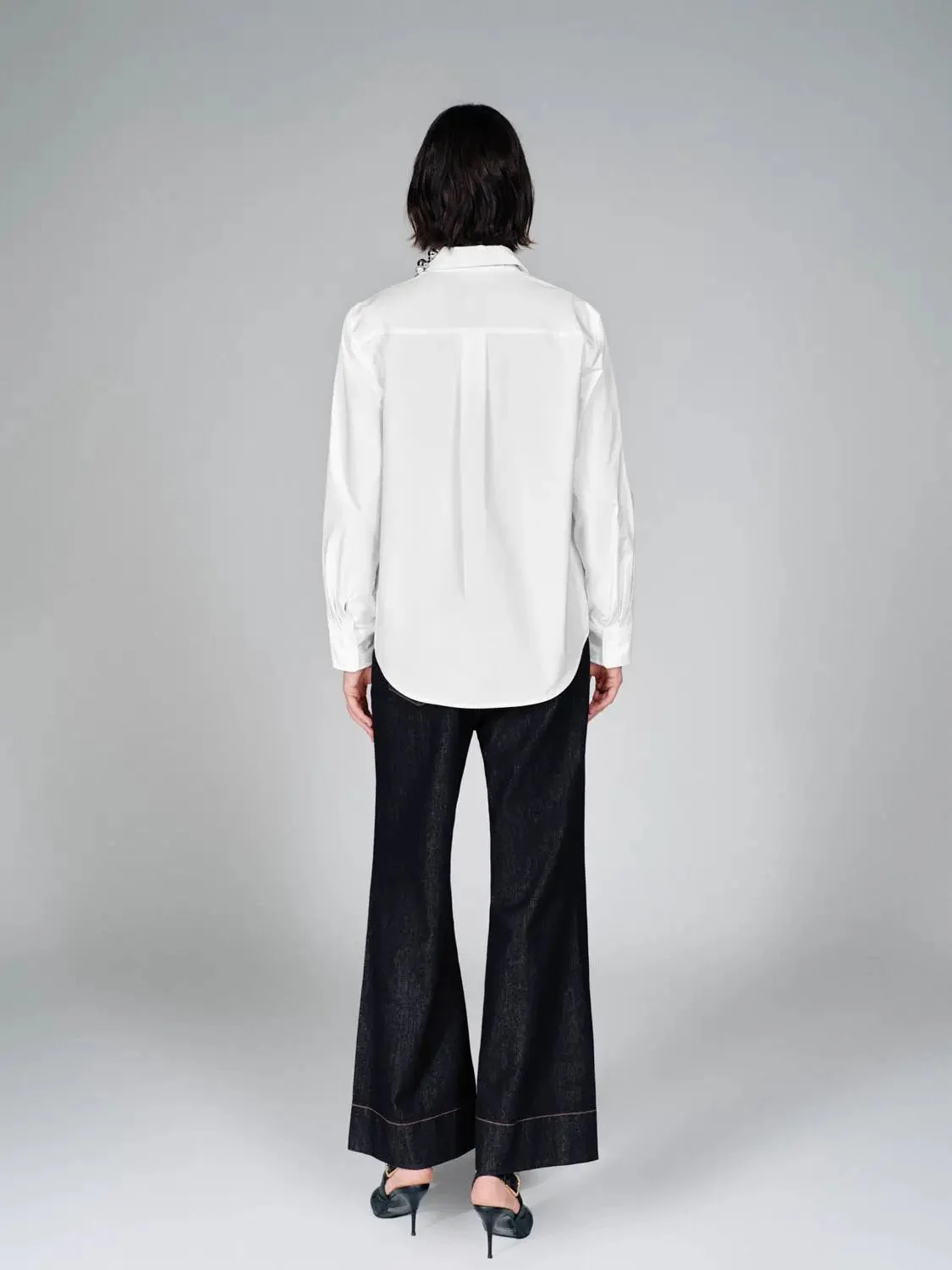 Patch Pocket Stitch Detail Flare Leg Jeans