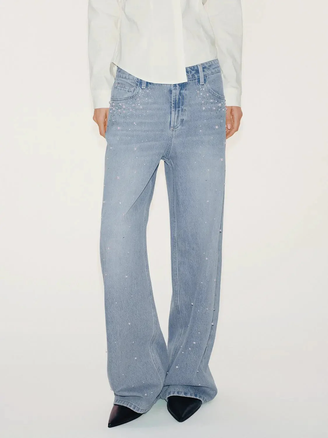 Embellished Wide Leg Jeans