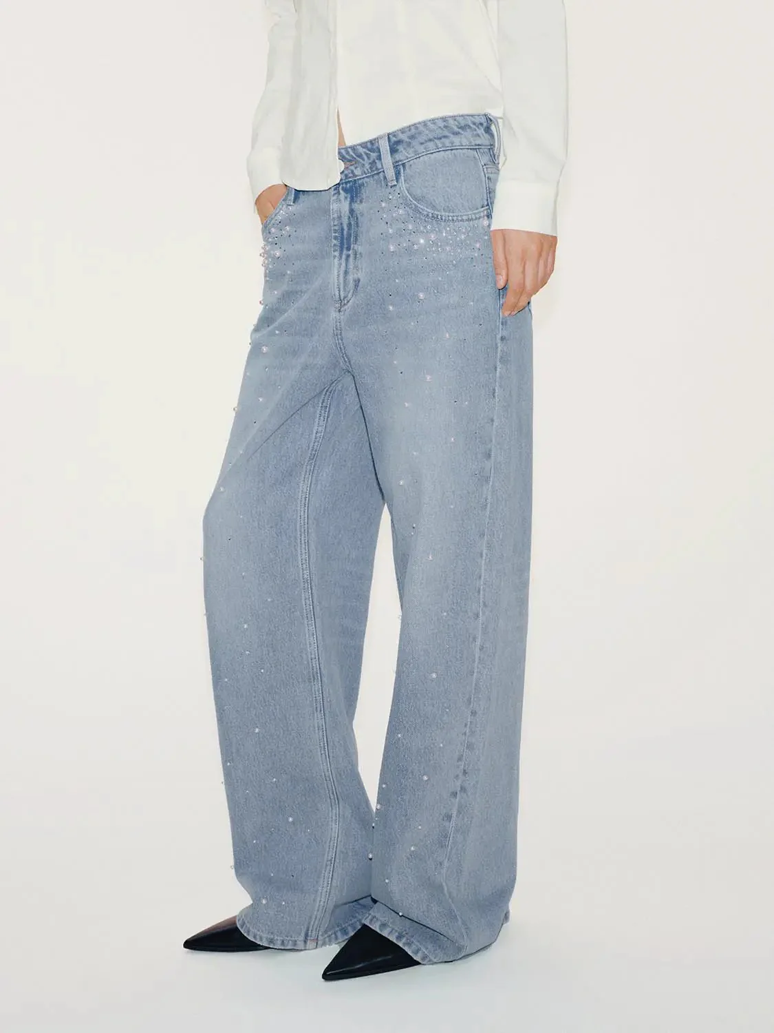Embellished Wide Leg Jeans