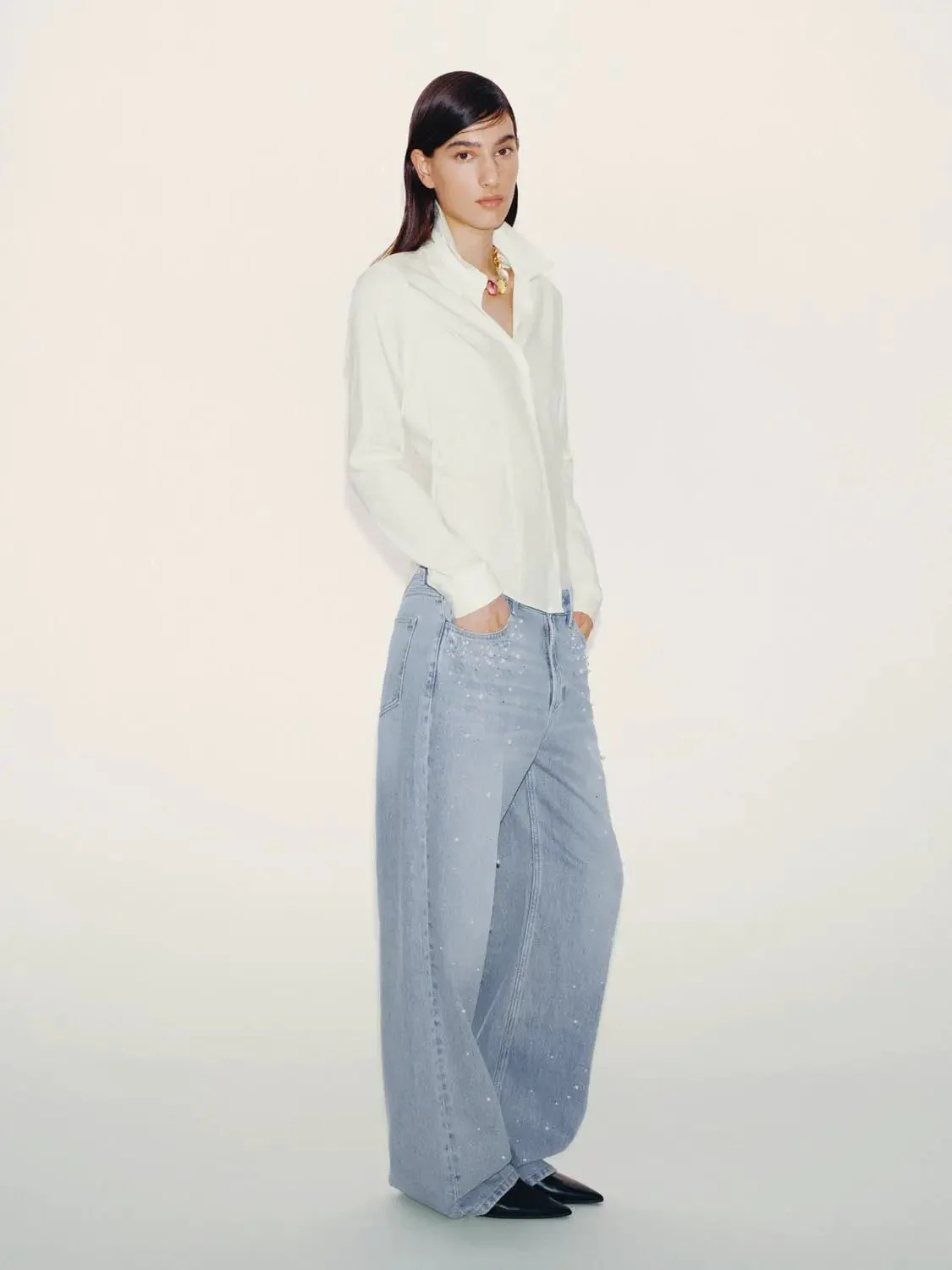 Embellished Wide Leg Jeans